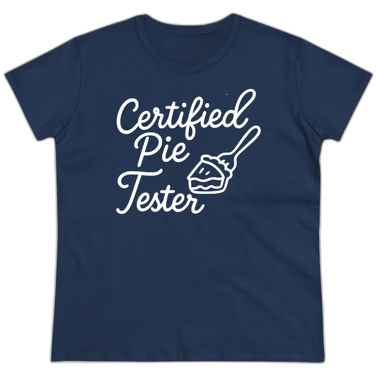 Certified Pie Tester Design Ladies Tee in Navy