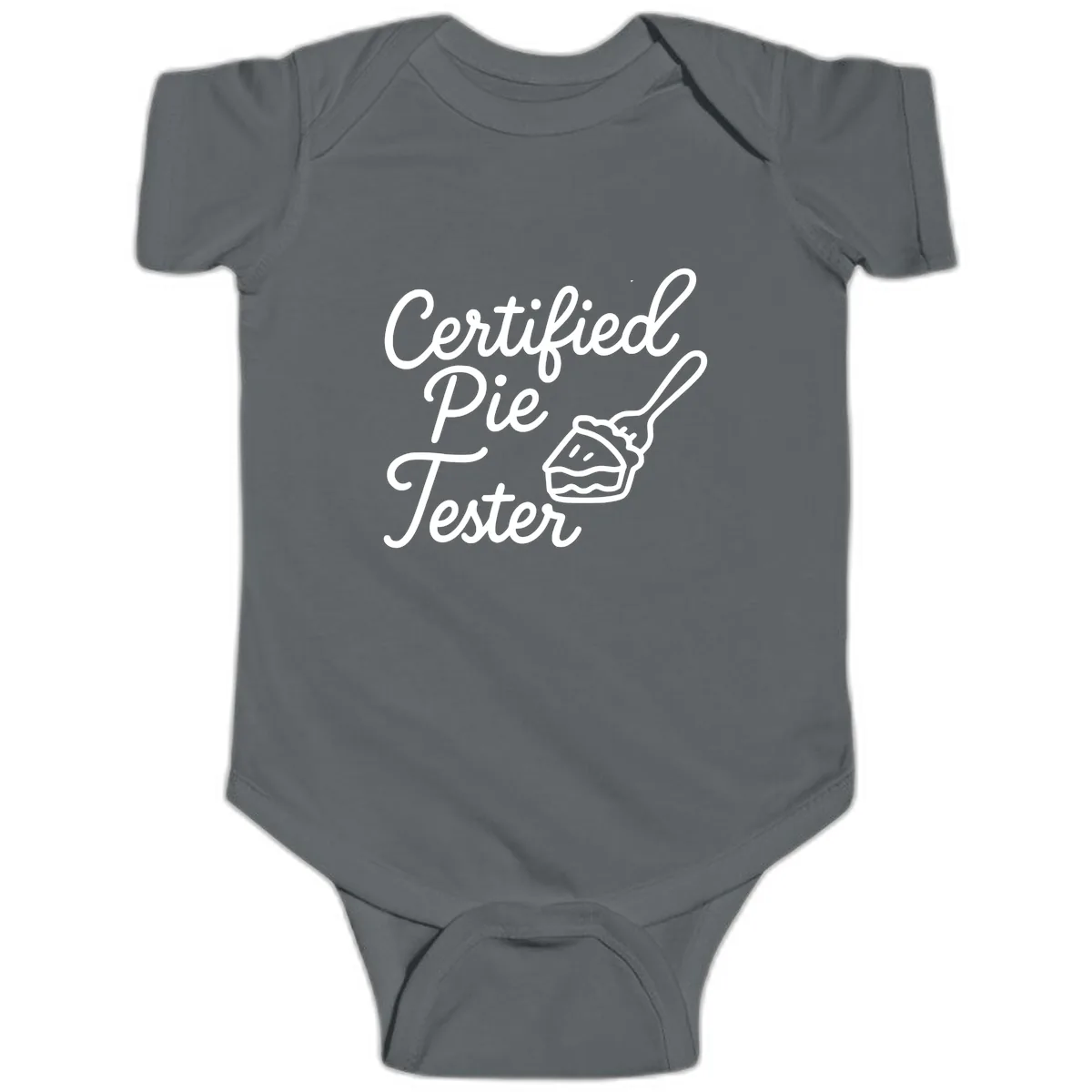 Certified Pie Tester Design Baby Onesie in Charcoal