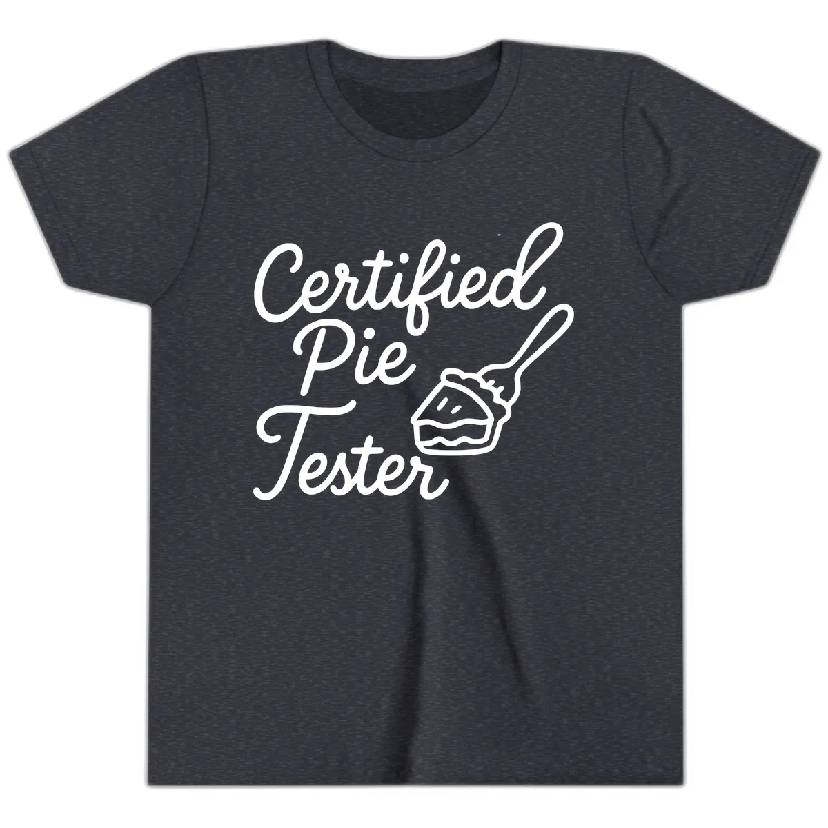 Certified Pie Tester Design Youth T-Shirt in Heather Navy