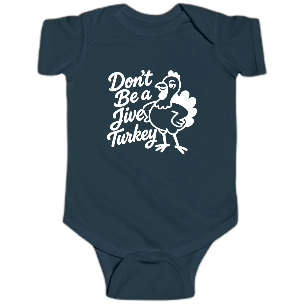 Don't Be A Jive Turkey Baby Onesie in Navy