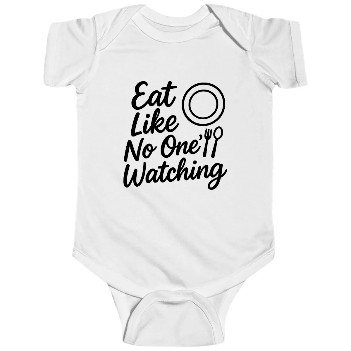 Eat Like No One Is Watching Baby Onesie in White