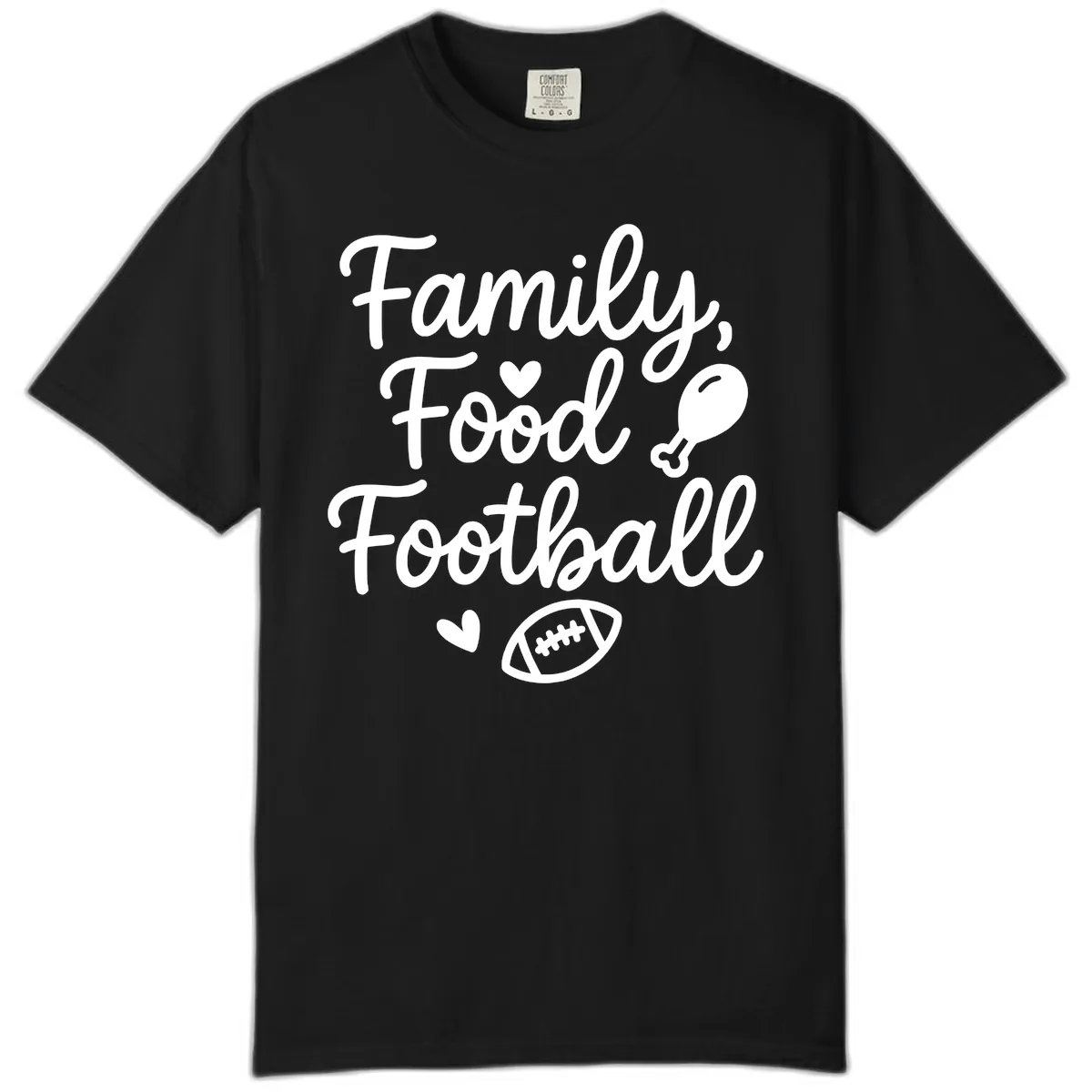 Family Food Football Thanksgiving Comfort Color in Black