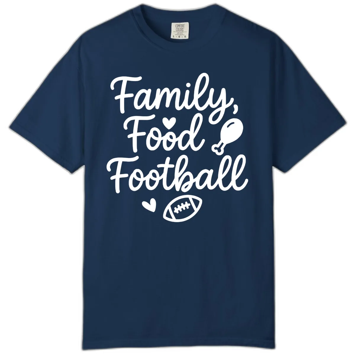 Family Food Football Thanksgiving Comfort Color in Navy