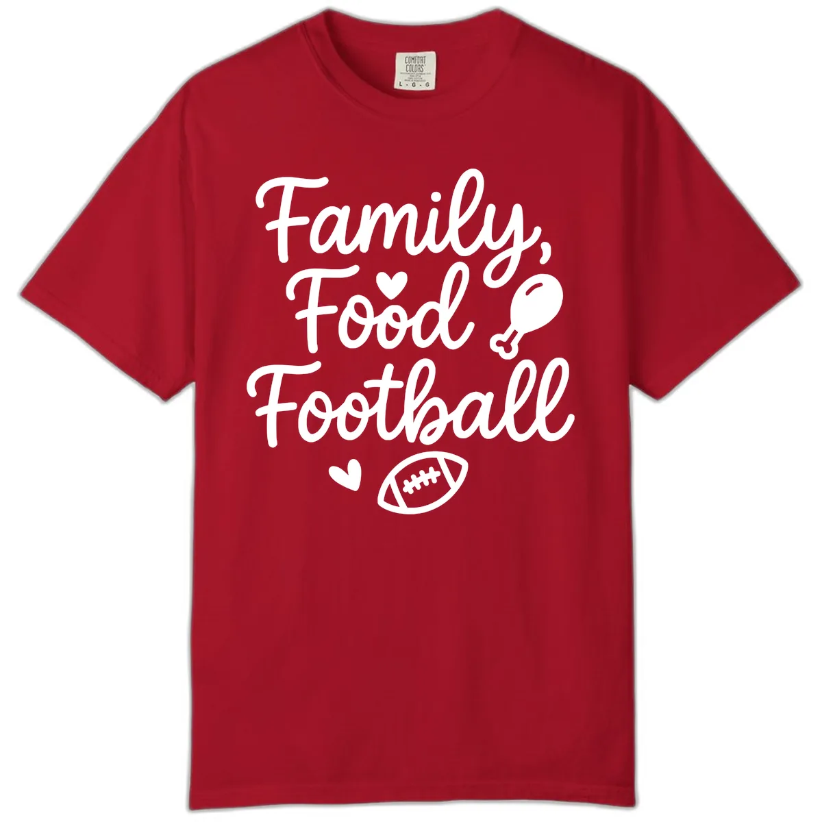 Family Food Football Thanksgiving Comfort Color in Red