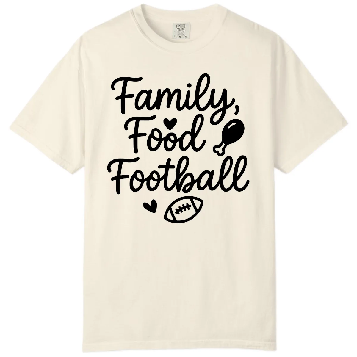 Family Food Football Thanksgiving Comfort Color in Ivory