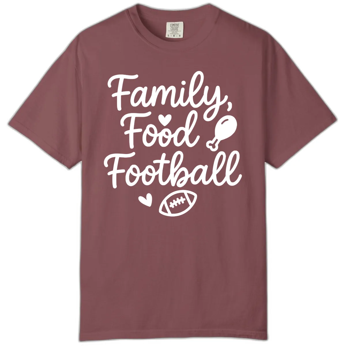 Family Food Football Thanksgiving Comfort Color in Brick