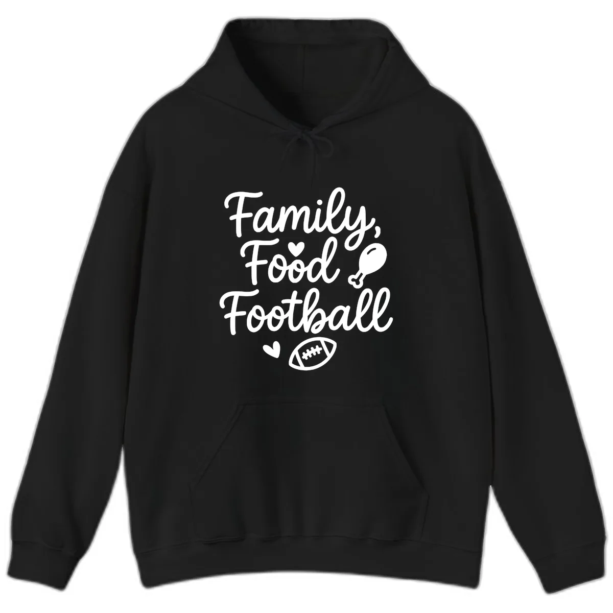 Family Food Football Thanksgiving Hoodie in Black