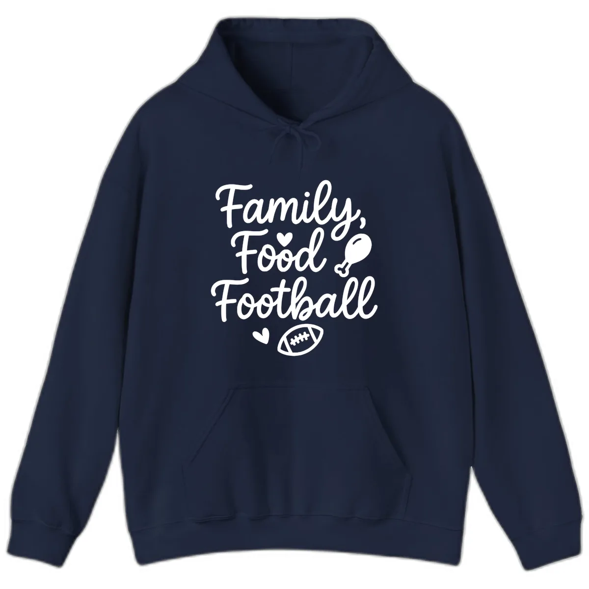 Family Food Football Thanksgiving Hoodie in Navy