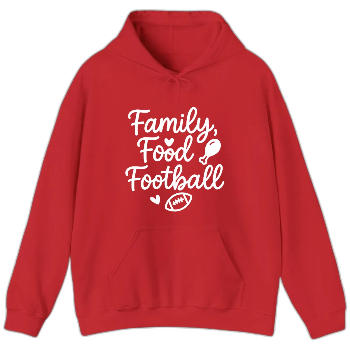Family Food Football Thanksgiving Hoodie in Red