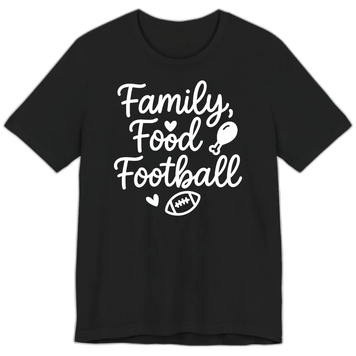 Family Food Football Thanksgiving Premium T-Shirt in Black