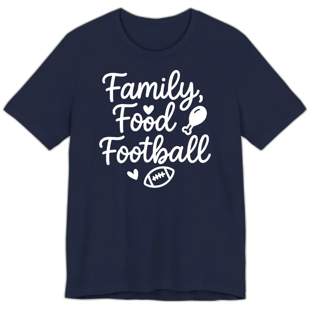 Family Food Football Thanksgiving Premium T-Shirt in Navy