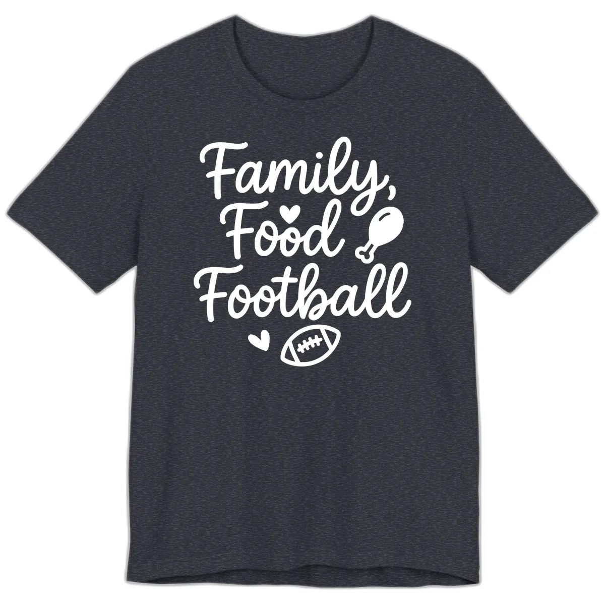 Family Food Football Thanksgiving Premium T-Shirt in Heather Navy