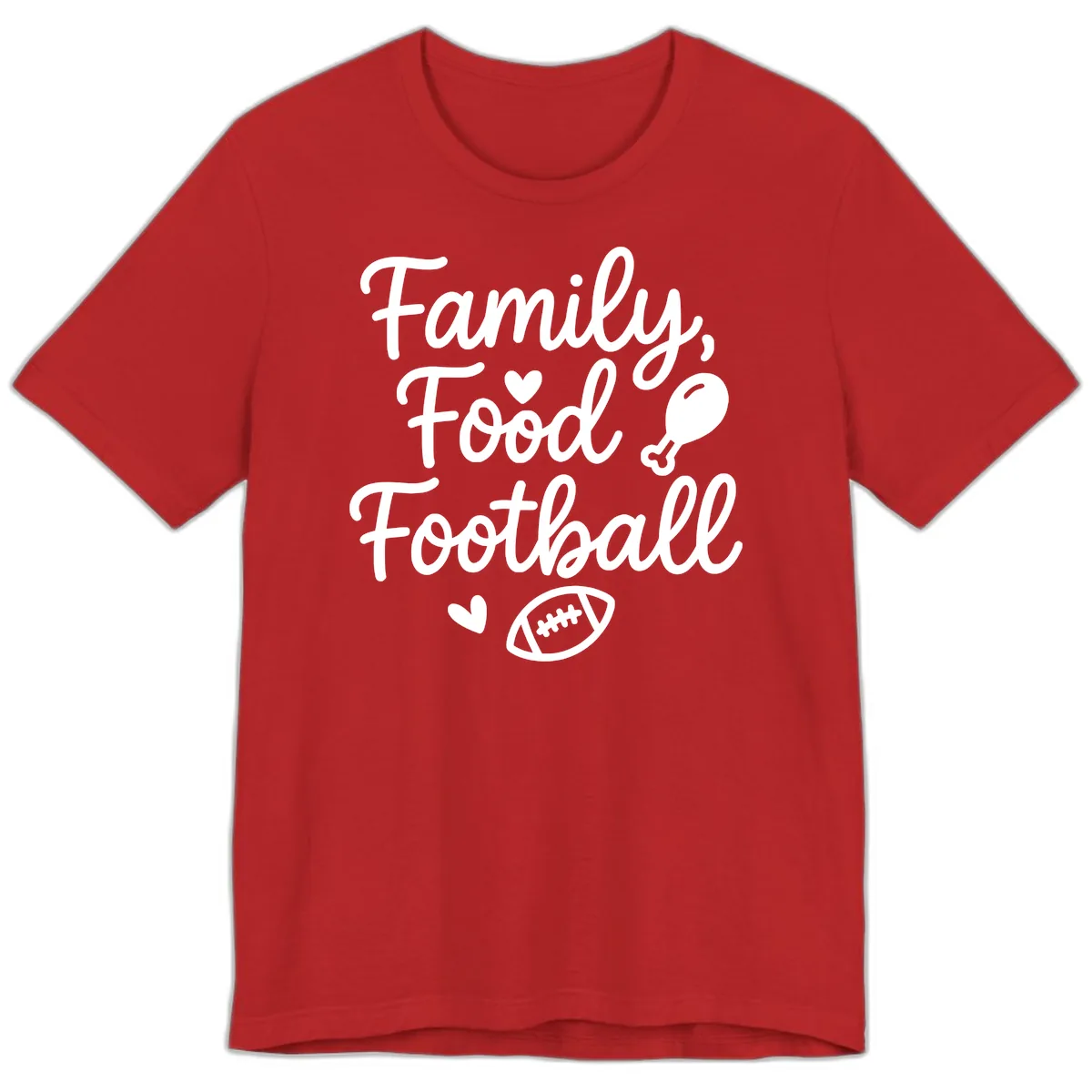 Family Food Football Thanksgiving Premium T-Shirt in Red