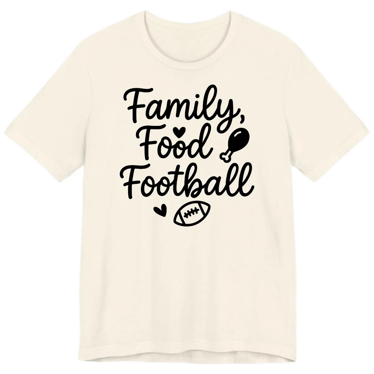 Family Food Football Thanksgiving Premium T-Shirt in Natural