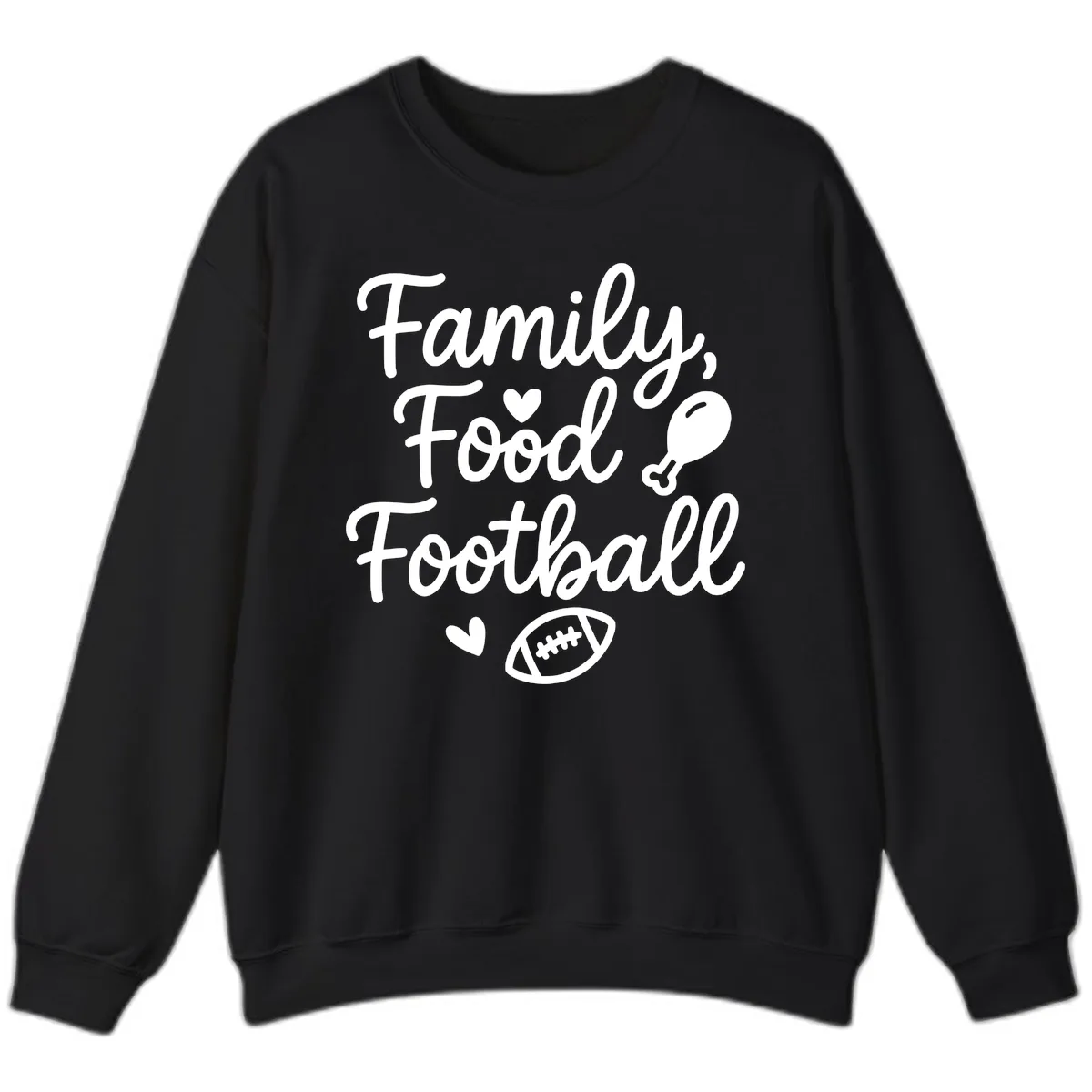 Family Food Football Thanksgiving Sweatshirt in Black
