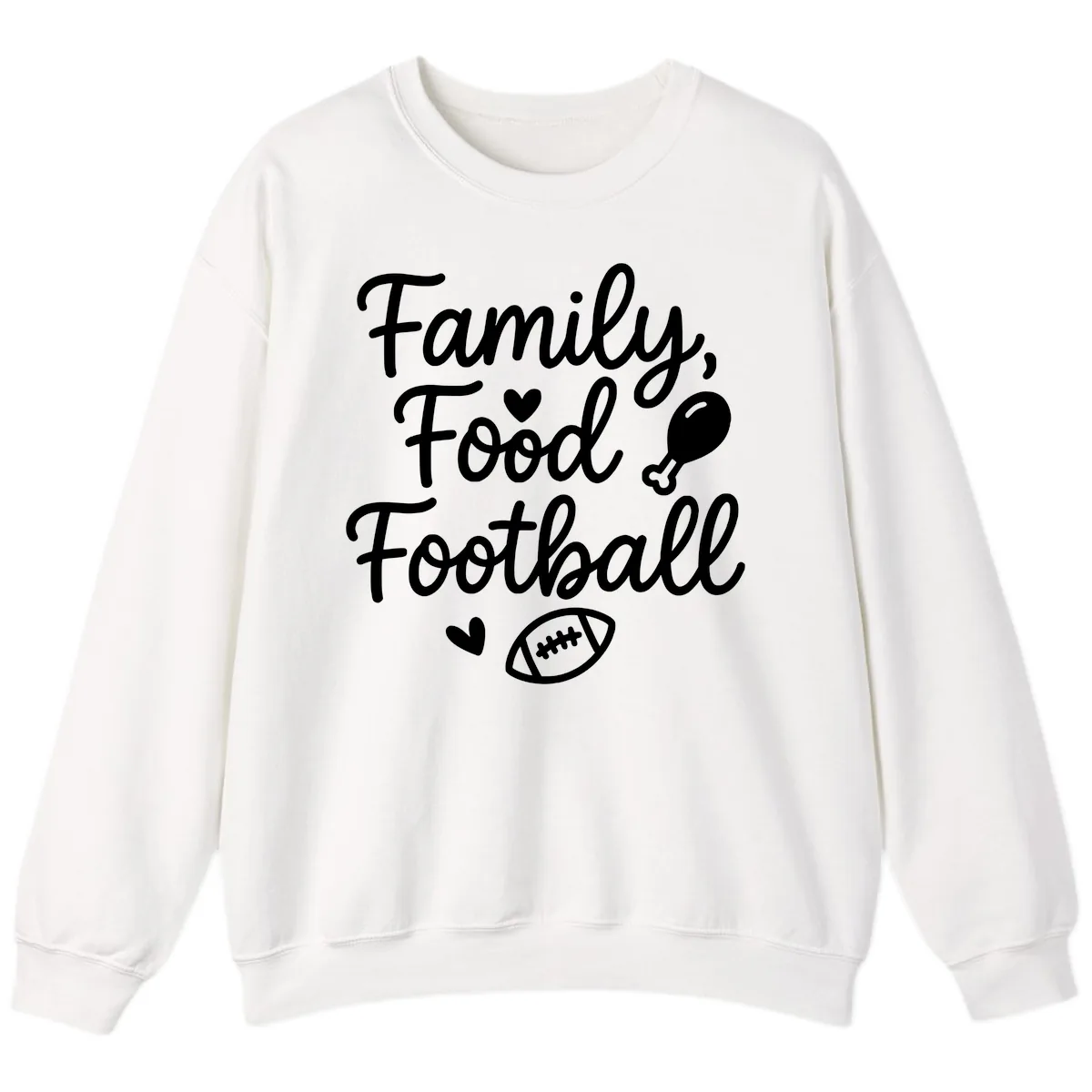 Family Food Football Thanksgiving Sweatshirt in White