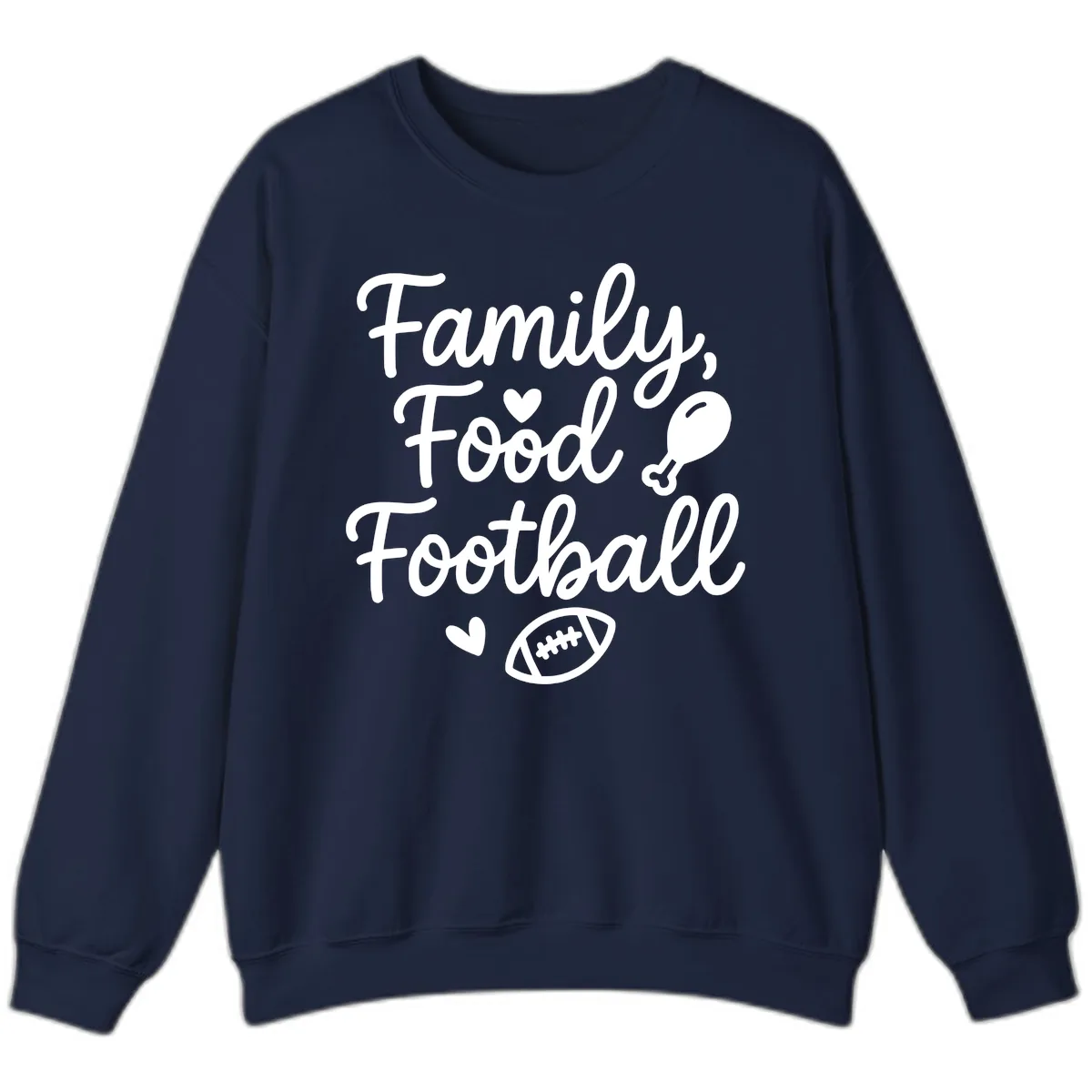 Family Food Football Thanksgiving Sweatshirt in Navy