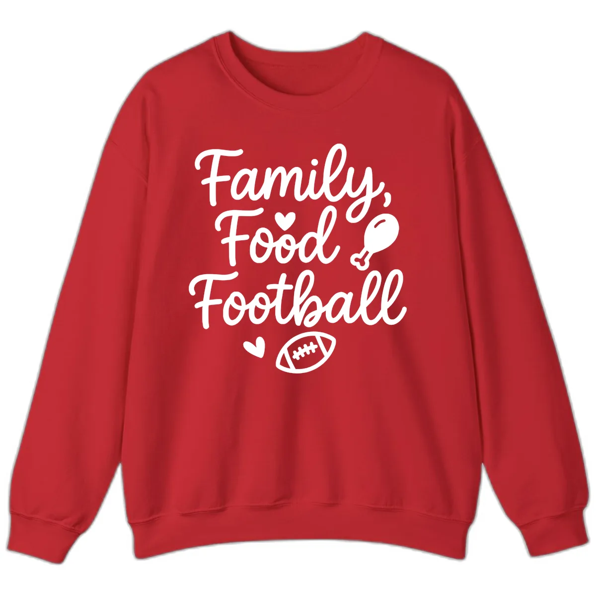 Family Food Football Thanksgiving Sweatshirt in Red