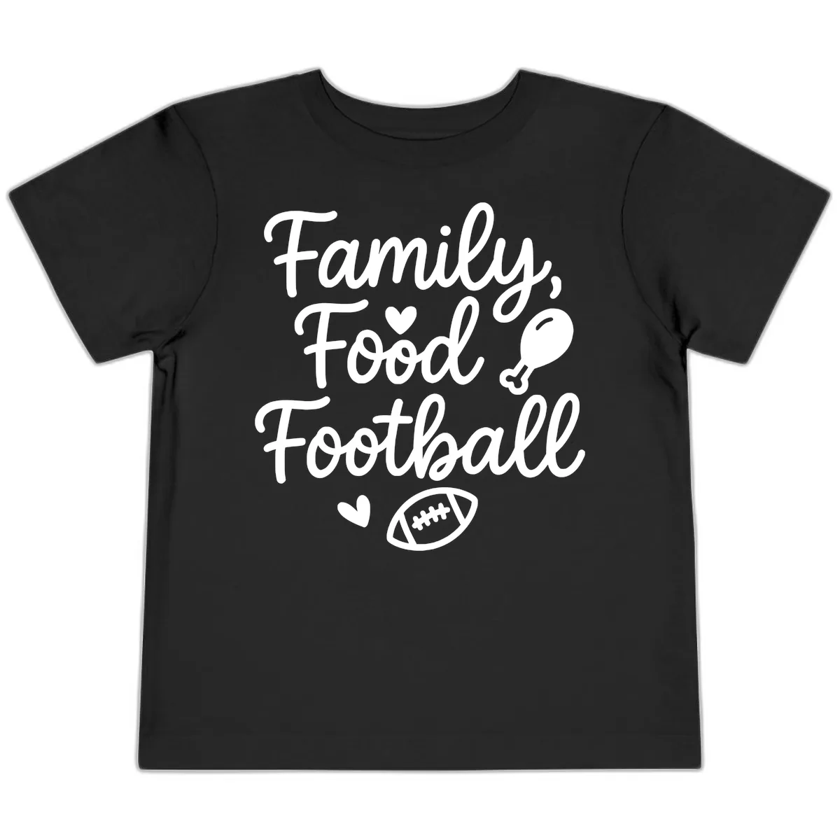 Family Food Football Thanksgiving Toddler T-Shirt in Black
