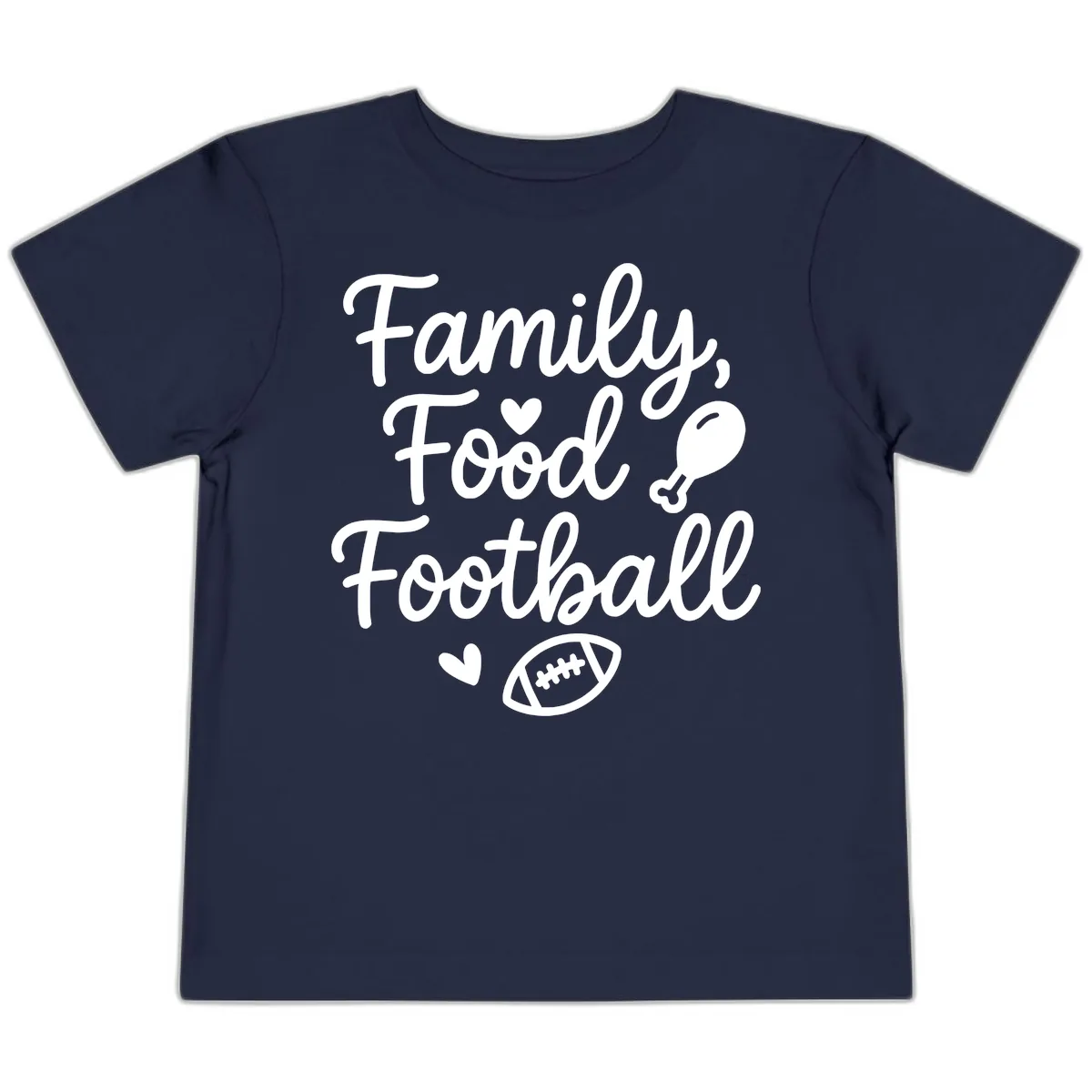 Family Food Football Thanksgiving Toddler T-Shirt in Navy