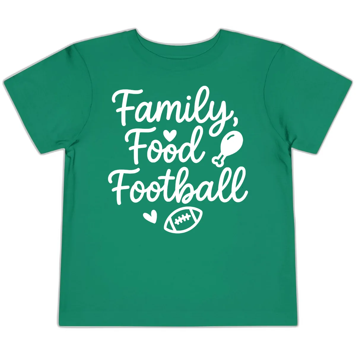 Family Food Football Thanksgiving Toddler T-Shirt in Kelly