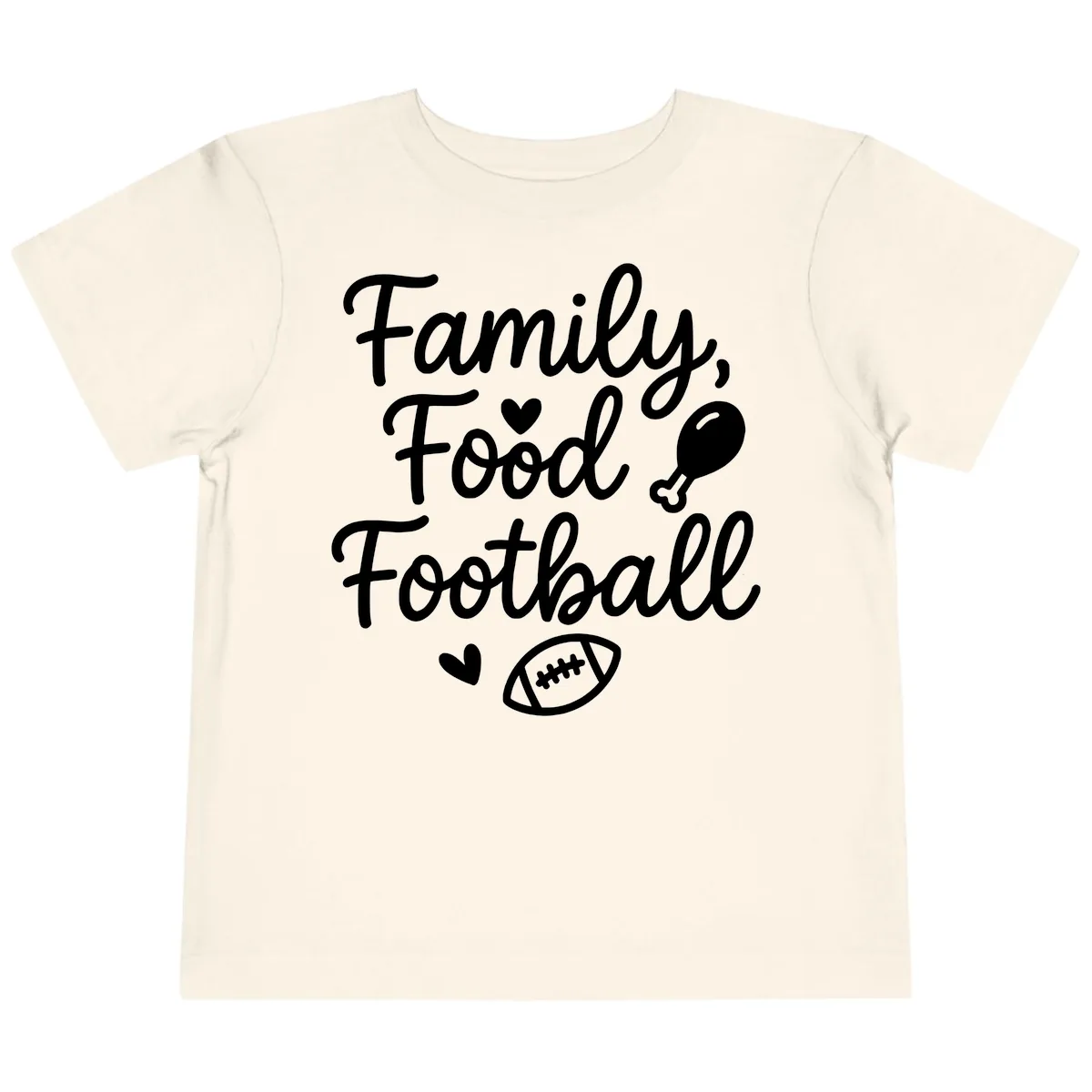 Family Food Football Thanksgiving Toddler T-Shirt in Natural