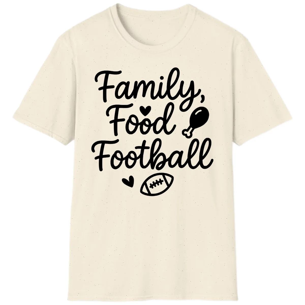 Family Food Football Thanksgiving T-Shirt in Natural