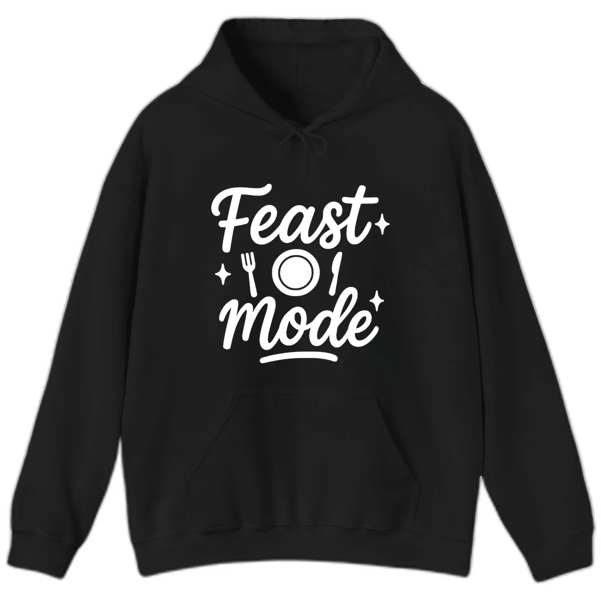 Feast Mode Typography Design Hoodie in Black