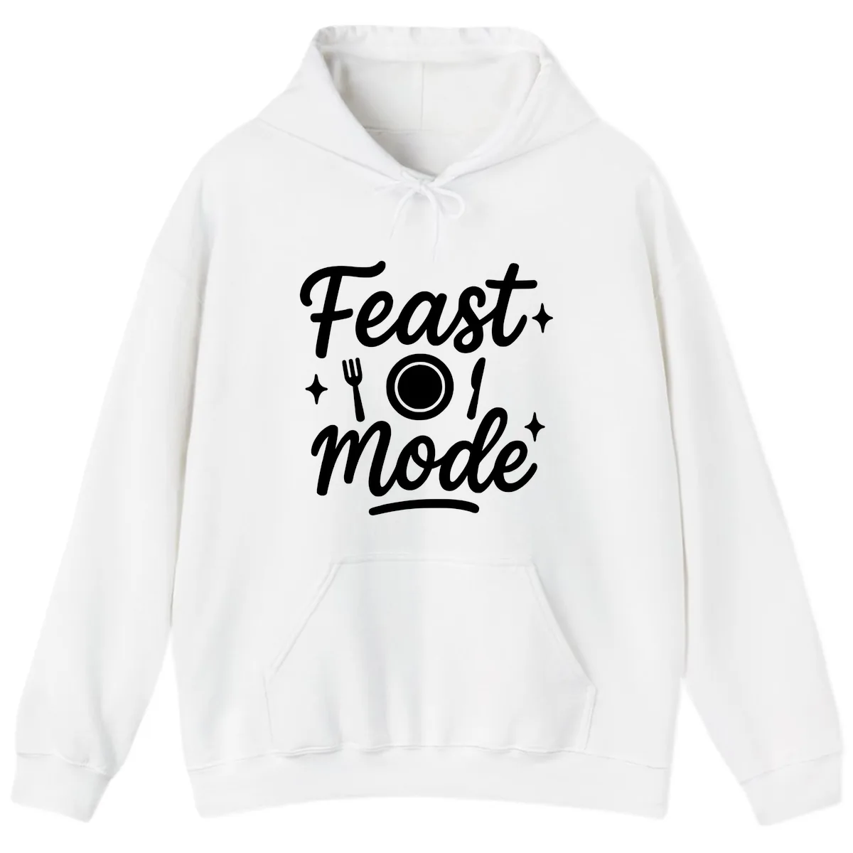Feast Mode Typography Design Hoodie in White