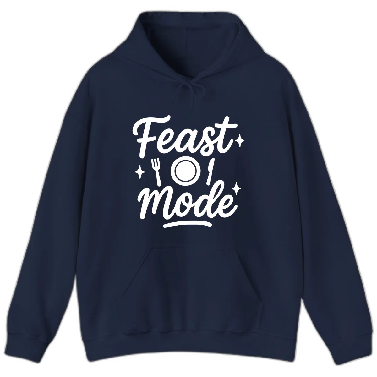 Feast Mode Typography Design Hoodie in Navy