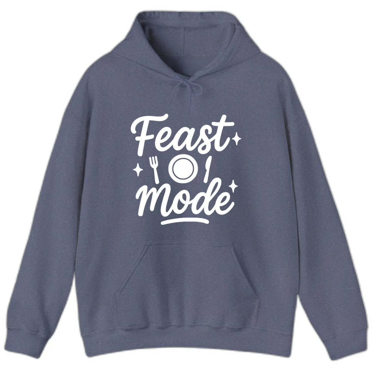 Feast Mode Typography Design Hoodie in Heather Navy