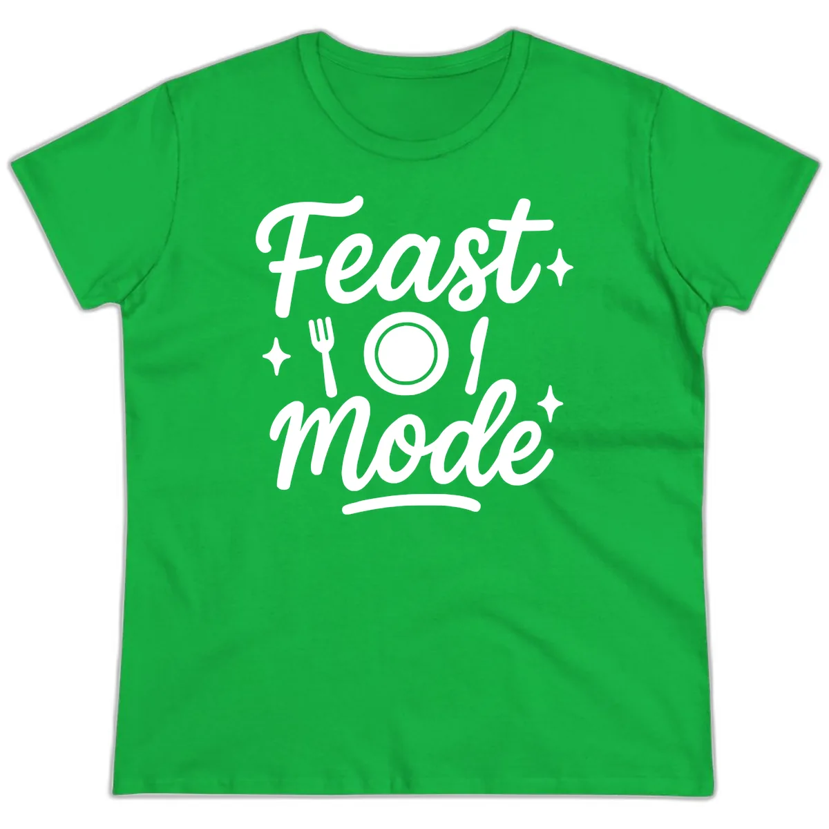 Feast Mode Typography Design Ladies Tee in Irish Green