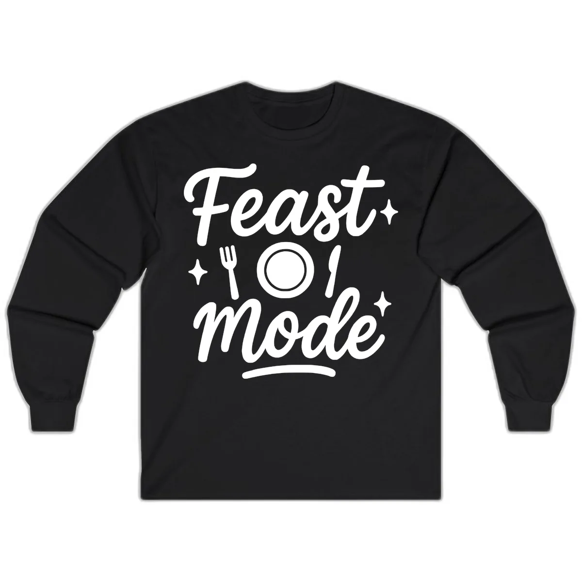 Feast Mode Typography Design Long Sleeve in Black