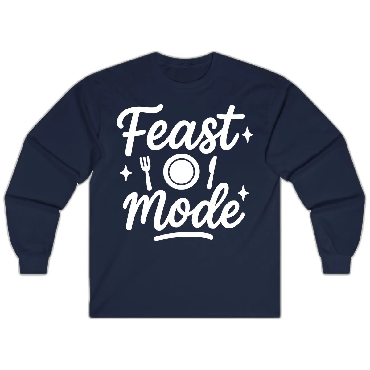 Feast Mode Typography Design Long Sleeve in Navy