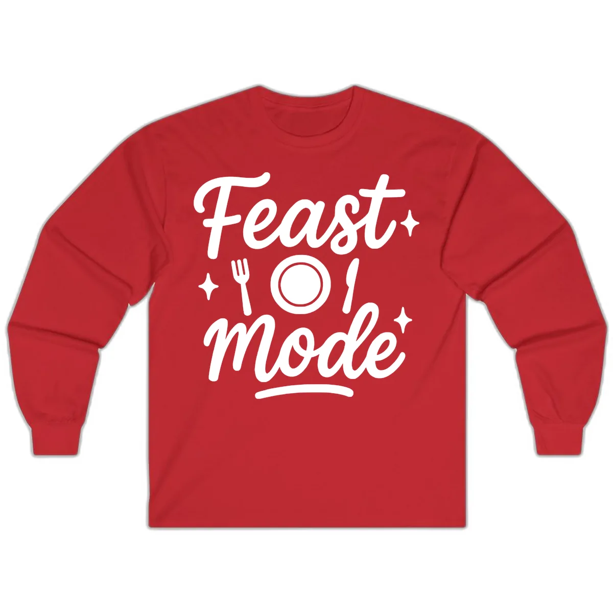 Feast Mode Typography Design Long Sleeve in Red