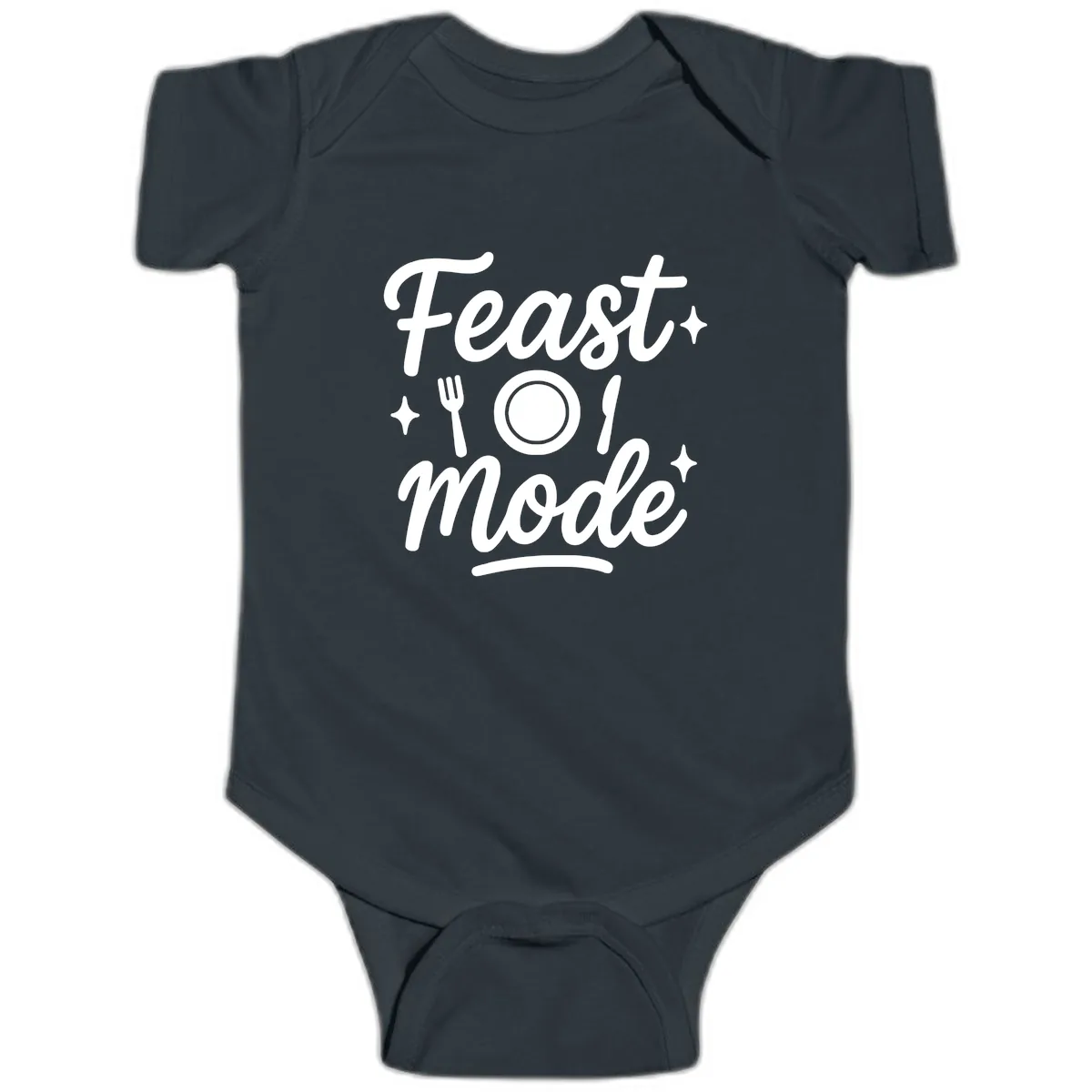 Feast Mode Typography Design Baby Onesie in Black