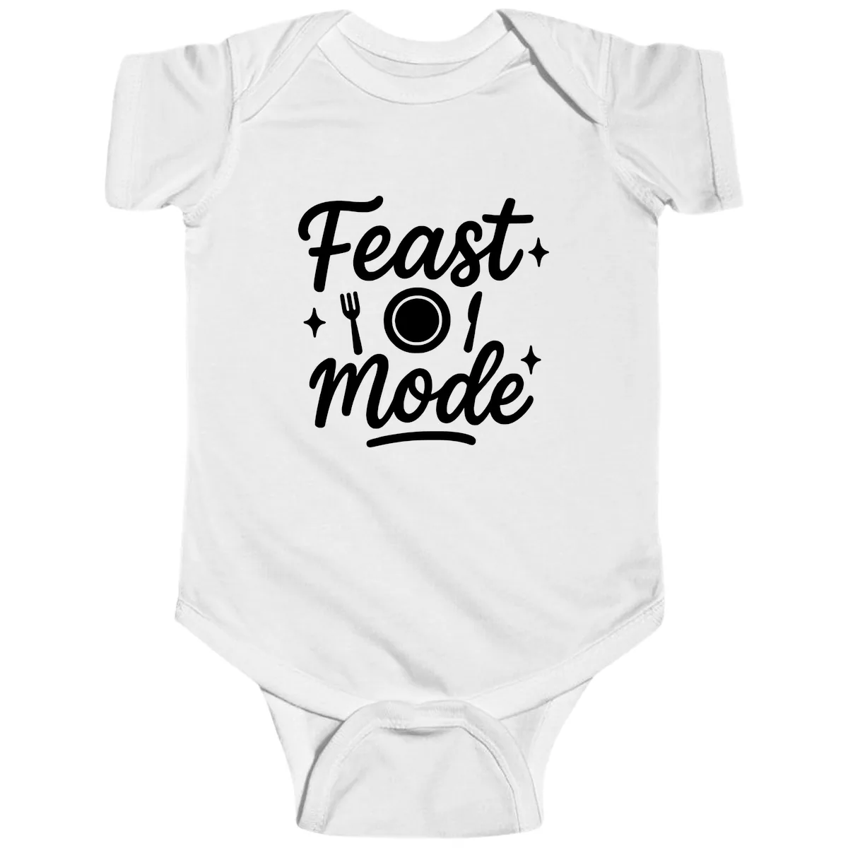Feast Mode Typography Design Baby Onesie in White
