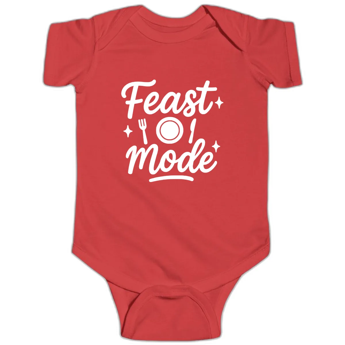 Feast Mode Typography Design Baby Onesie in Red