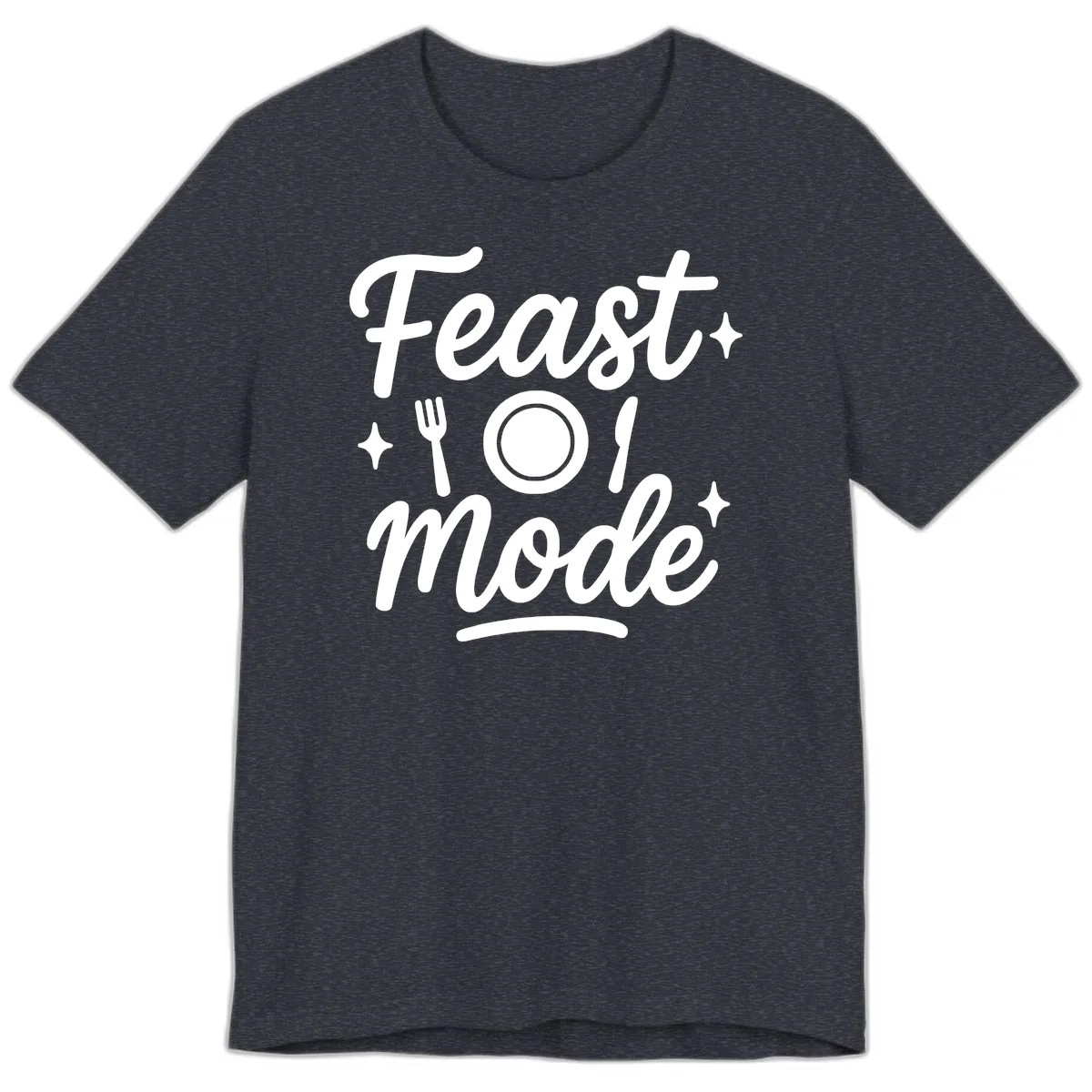 Feast Mode Typography Design Premium T-Shirt in Heather Navy