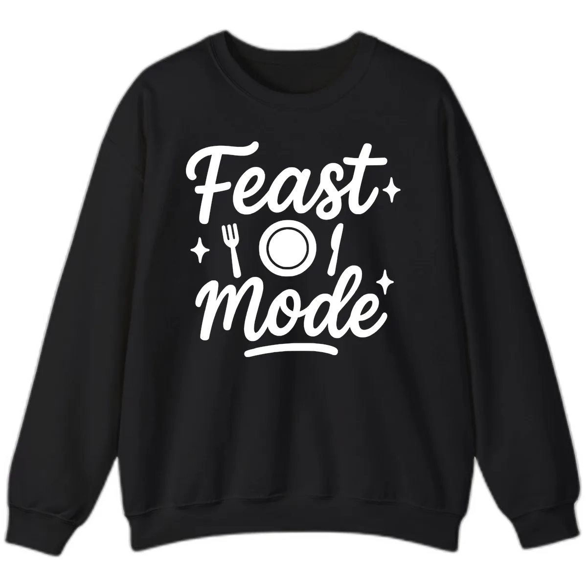 Feast Mode Typography Design Sweatshirt in Black