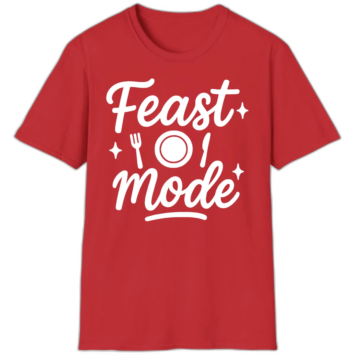 Feast Mode Typography Design T-Shirt in Red