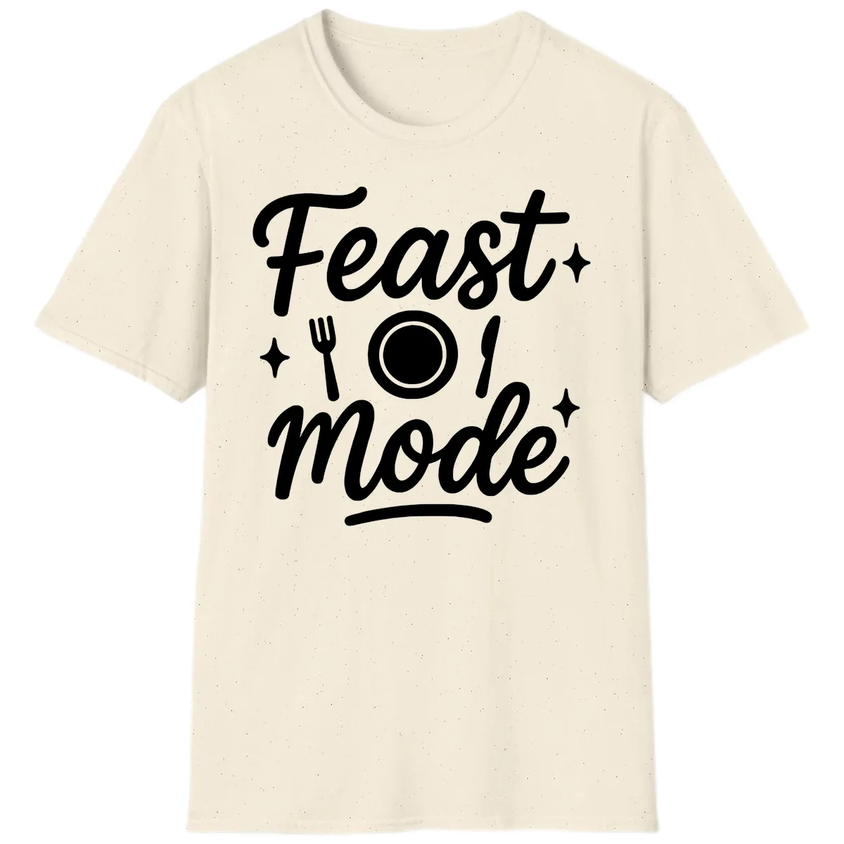Feast Mode Typography Design T-Shirt in Natural