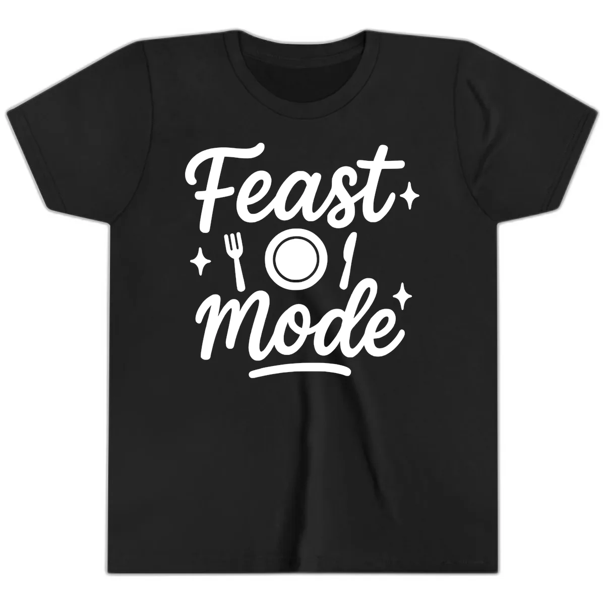 Feast Mode Typography Design Youth T-Shirt in Black