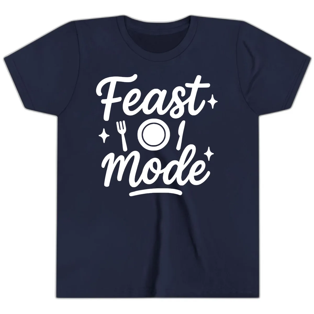 Feast Mode Typography Design Youth T-Shirt in Navy
