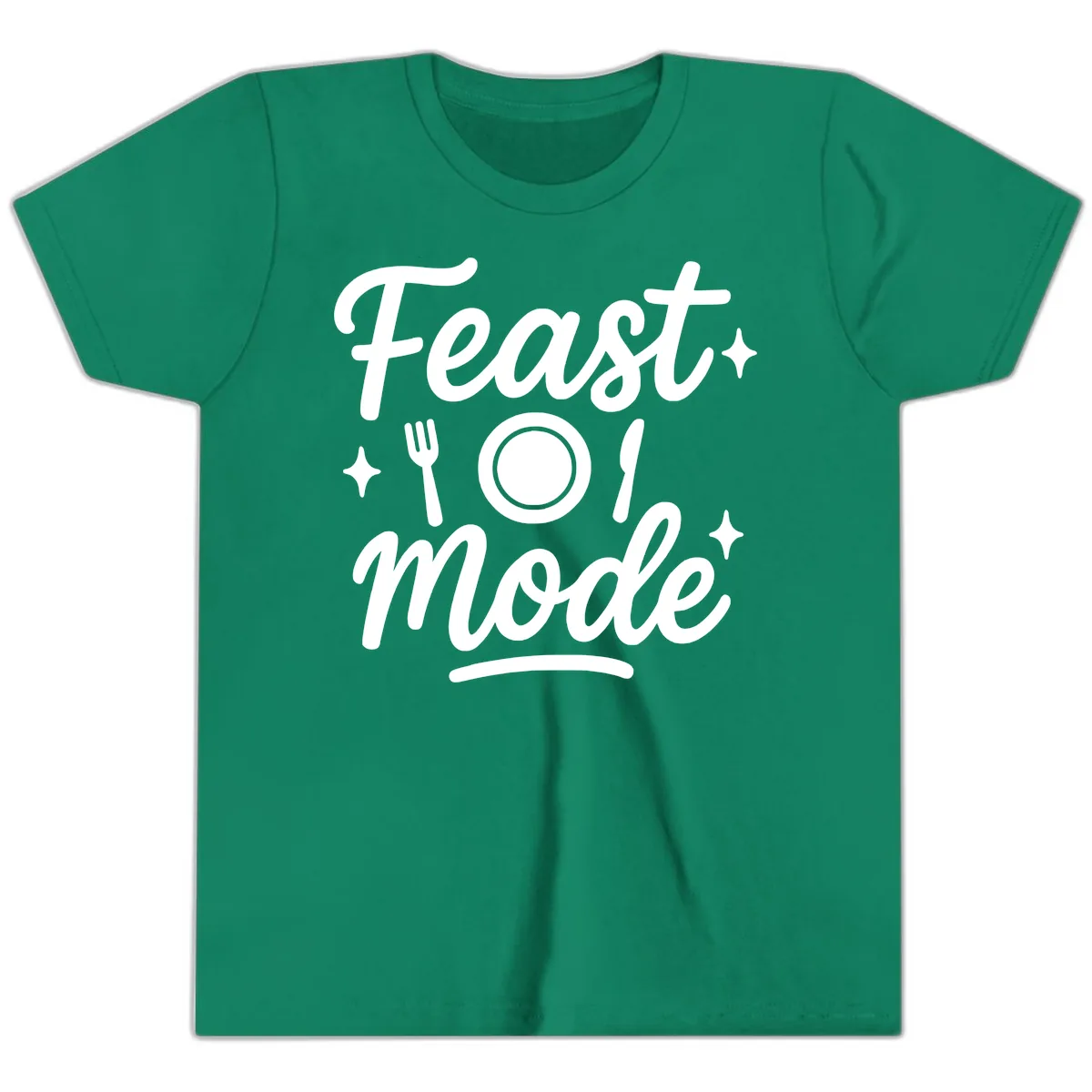 Feast Mode Typography Design Youth T-Shirt in Kelly