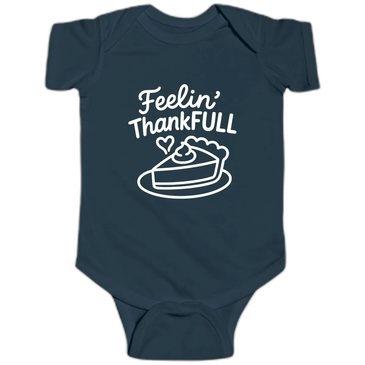 Feelin Thankfull Pie Slice Baby Onesie in Navy