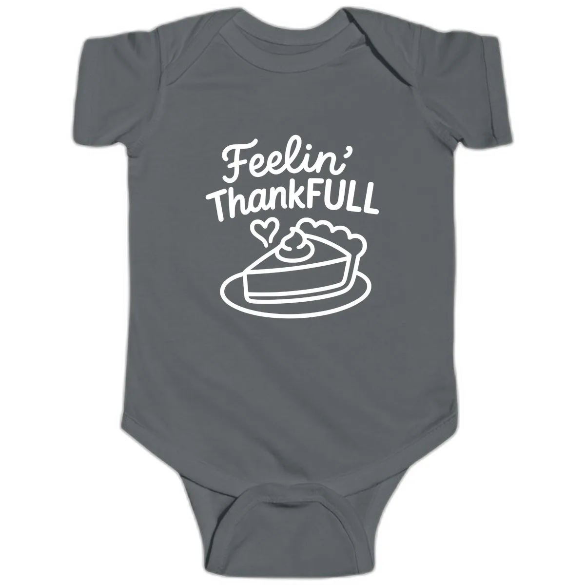 Feelin Thankfull Pie Slice Baby Onesie in Charcoal