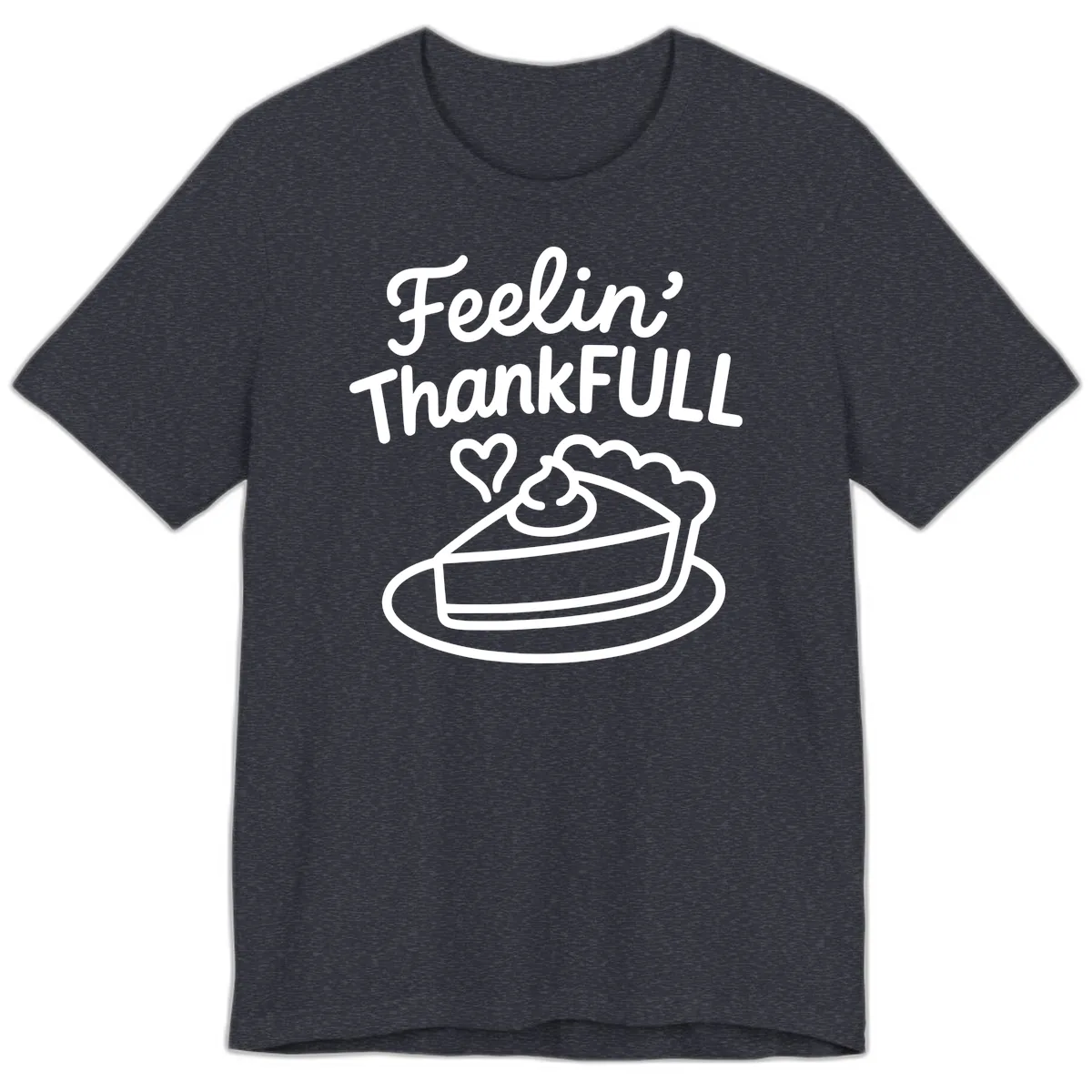 Feelin Thankfull Pie Slice Premium T-Shirt in Heather Navy