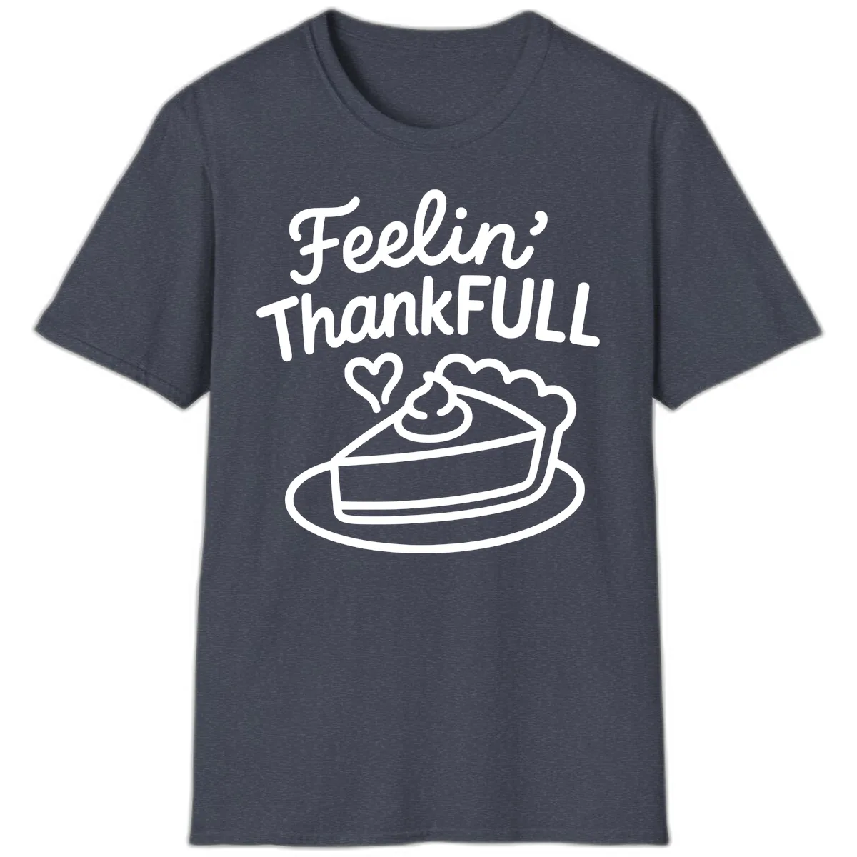 Feelin Thankfull Pie Slice T-Shirt in Heather Navy