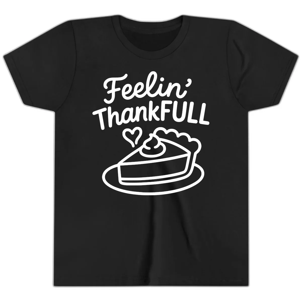 Feelin Thankfull Pie Slice Youth T-Shirt in Black